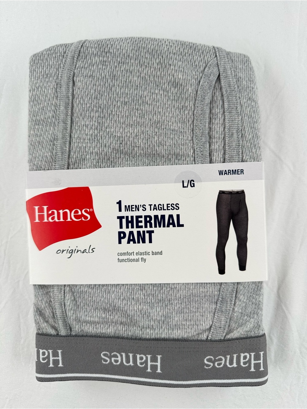 Hanes Men's Tagless Pull On Elastic Waist Gray Thermal Pant